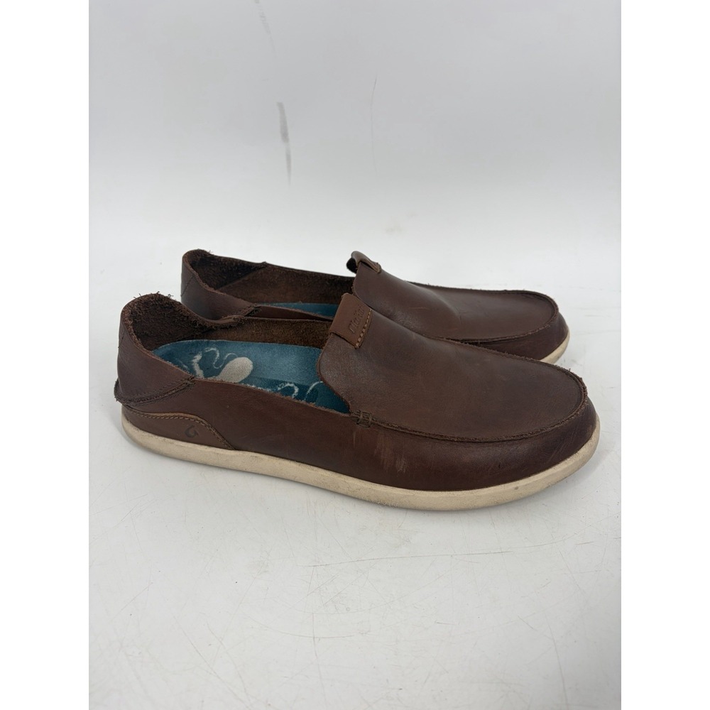 Olukai Nalukai Leather Mens Shoes Size 9.5 Slip On Drop In Casual Brown